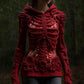 Halloween Skull Floral Knitted Warm Hooded Sweater