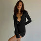 Buckle Closure Waist Slimming Elastic Knit Romper