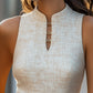 Linen Mini Dress With Buckle Keyhole Detail