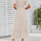 Women's 2026 Summer Casual Floral Print Short Flutter Sleeve Crew Neck Smocked High Waist Flowy Maxi Dress