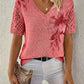 V-Neck Knitted Floral Pullover