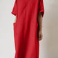 Women's Casual Retro V-Neck Large Pocket Cotton and Linen Dress