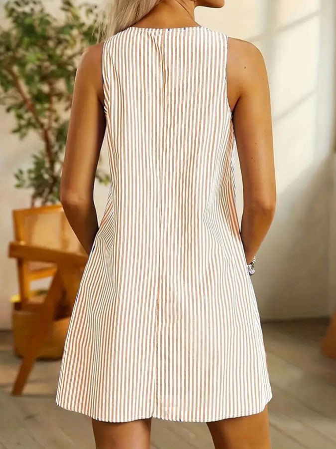 Women's Striped Pocket Casual Dress