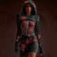 Classy Skeleton Anatomy Bloody Roses Bandages Hooded Sweater Dress