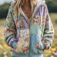 Women's Vintage Floral Patchwork Cozy Warm Zipper Hoodie