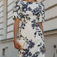 Botanical Print Short Sleeve Midi Dress