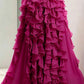 Strapless Magenta Ruffled Ball Gown