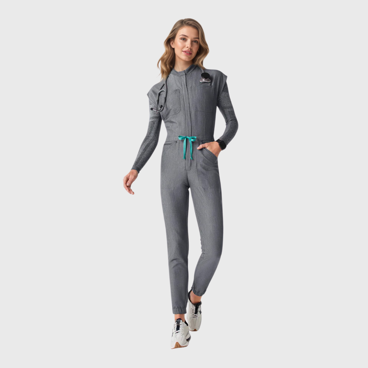 Women's 8 Pockets Cargo Scrub Jumpsuit