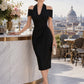 Off-Shoulder Halter Collar Ruched Wrap Midi Dress