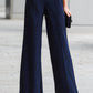 Navy Sleeveless Plunge-Neck Wide-Leg Jumpsuit