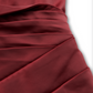Vintage-Inspired Satin Midi Dress With Draped Collar