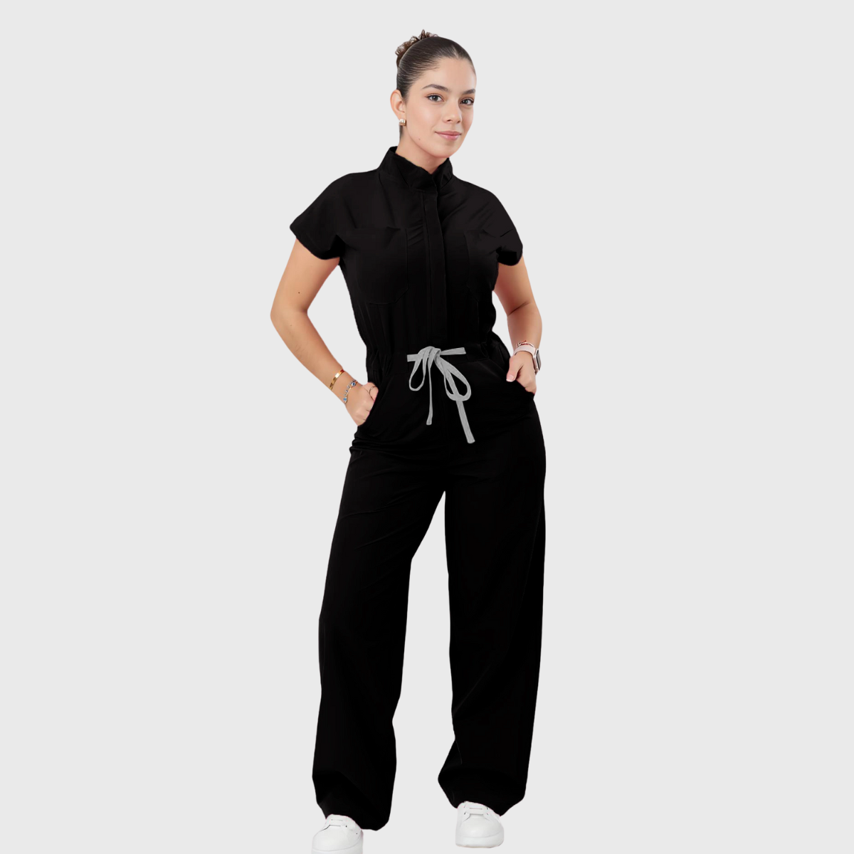 Women's 4-Pocket Loose Fit Scrub Jumpsuit Jog009