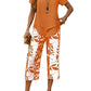 Women's Casual Two-Piece Set: Printed Cropped Pants, Stylish Top, Fashionable Loungewear Set, Summer Outfit, Relaxed Fit, Breathable & Comfortable