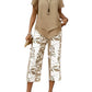 Women's Casual Two-Piece Set: Printed Cropped Pants, Stylish Top, Fashionable Loungewear Set, Summer Outfit, Relaxed Fit, Breathable & Comfortable