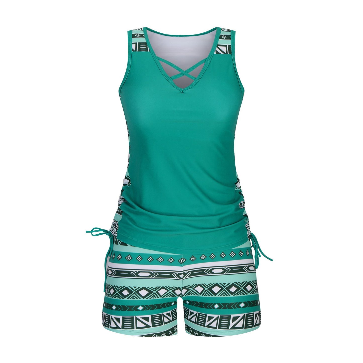 ⏰LAST DAY 49% OFF - Miraclesuit Women's Tummy Control Tankini Set with Built-In Bra – Flattering Boho Swimwear with Shorts🔥 Buy 3 Free Shipping