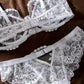 Floral Embroidery Sheer Mesh Lingerie Set
