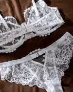 Floral Embroidery Sheer Mesh Lingerie Set