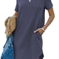 WOMEN'S CASUAL SHORT SLEEVE T-SHIRT DRESS WITH POCKET (BUY 3 FREE SHIPPING)