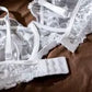 Floral Embroidery Sheer Mesh Lingerie Set