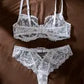 Floral Embroidery Sheer Mesh Lingerie Set