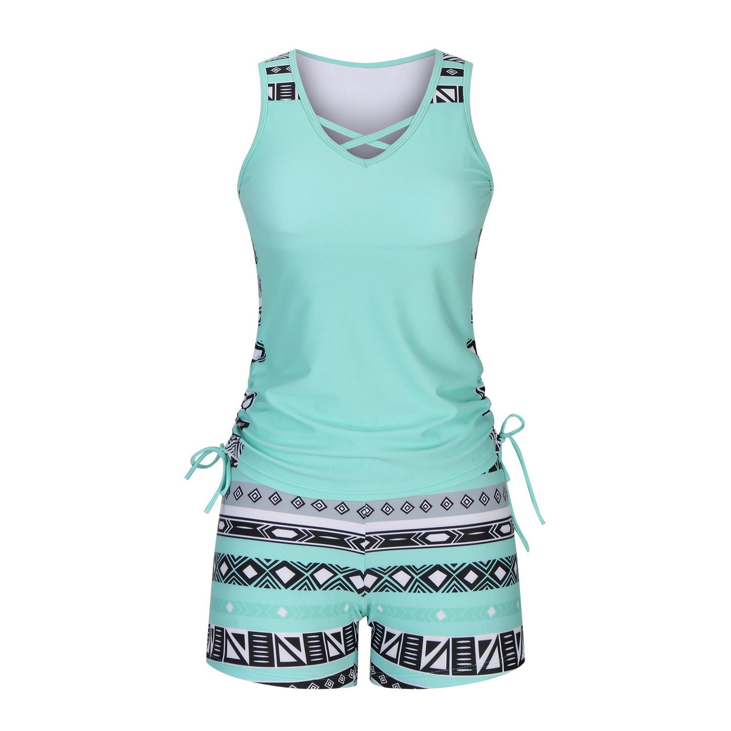 ⏰LAST DAY 49% OFF - Miraclesuit Women's Tummy Control Tankini Set with Built-In Bra – Flattering Boho Swimwear with Shorts🔥 Buy 3 Free Shipping