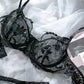 Floral Embroidery Sheer Mesh Lingerie Set