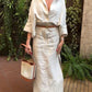 Women's Casual Cotton and Linen Shirt Skirt Suit