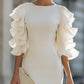 White Dress With Ruffled Sheer Sleeves