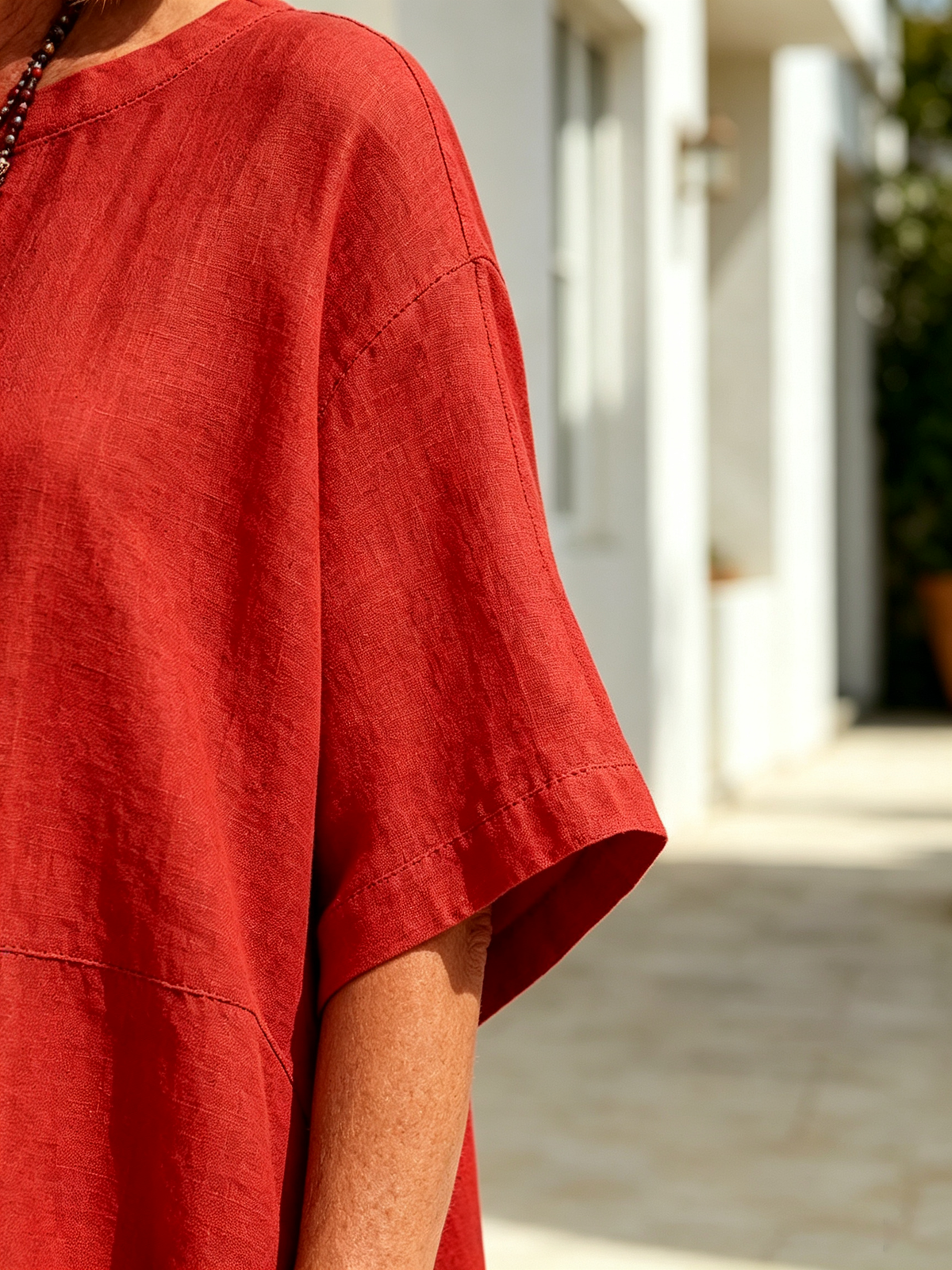 2Pcs Solid Color Cotton Linen Two-piece Outfit, Round Neck Short Sleeve Irregular Hem Tunic Top, Wide Leg Long Pants, Loose Relaxed Fit, Lightweight Breathable Fabric, Flowy Casual Coordinate Set for Daily, Holiday and Outdoor Occasions