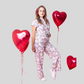 Women's Heart Print Flare Leg Scrub Jumpsuit