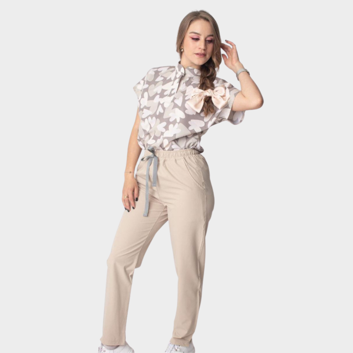 Women's Floral Printed Scrub Set CPJO2