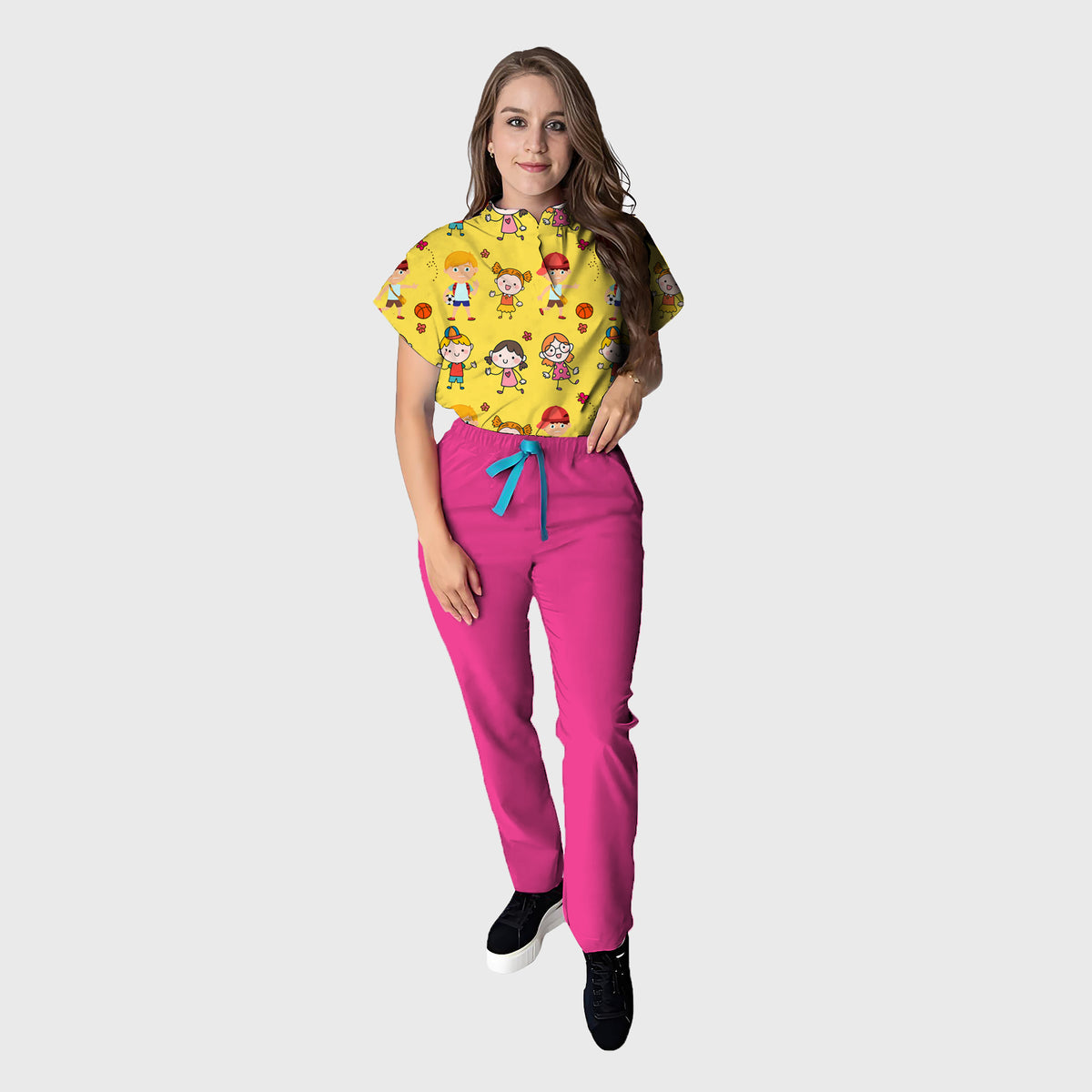 Women's Floral Printed Scrub Set CPJO2