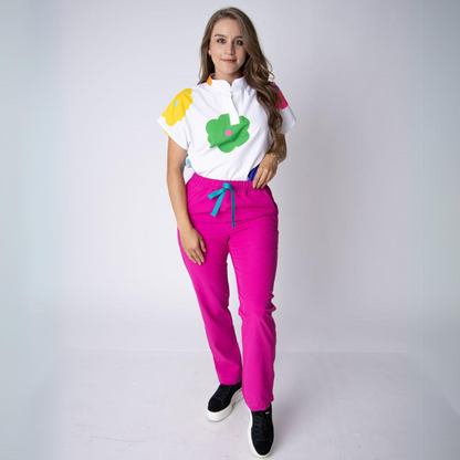 Women's Floral Printed Scrub Set CPJO2