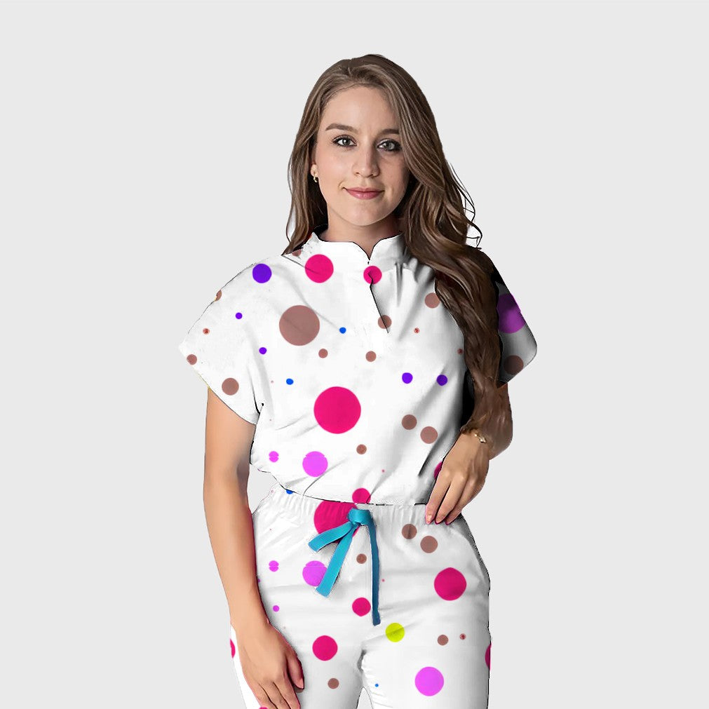 Women's Floral Printed Scrub Set CPJO2