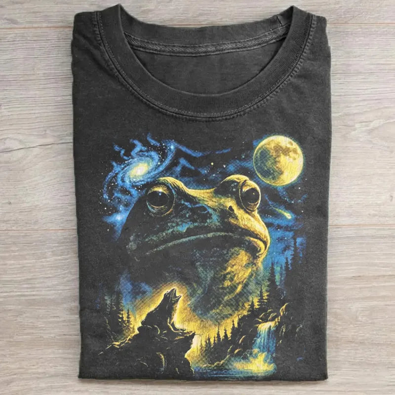 Vintage Frog 90s Cosmic Moon Graphic T-Shirt