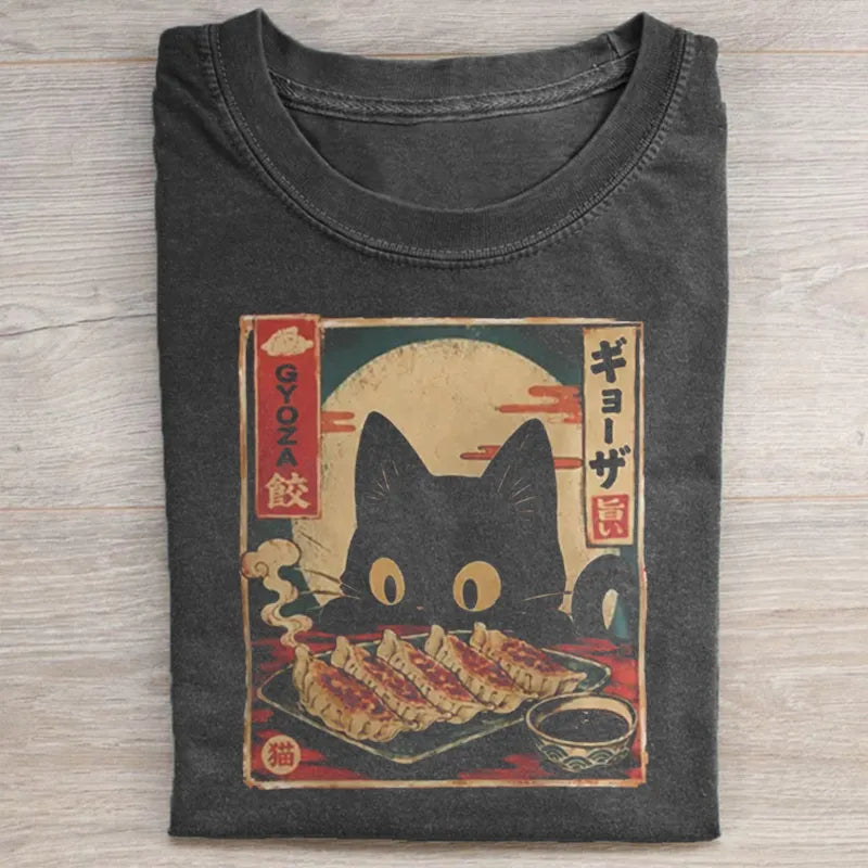 Cute Black Cat Dumpling T-shirt