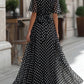 Polka Dot Chiffon V-Neck Maxi Dress