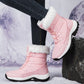 Rakkiss Women's Thermal Winter Hiking Boots - High-Cut Fleece Lined Snow Boots (Pink, White & Black - US 5-10)