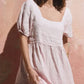 Women's Casual Solid Color Square Neck Short Sleeve Splicing Dress