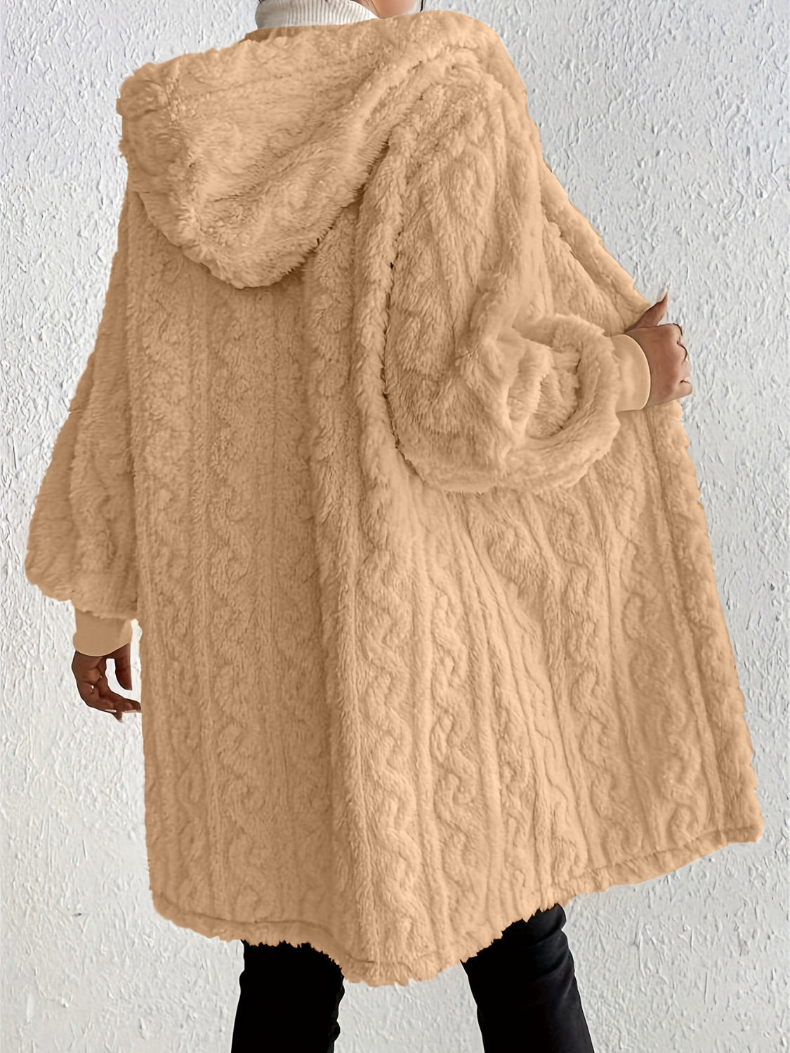 Women's Plush Fleece Soft Midi-Length Jacket with Pockets(BUY 2 FREE SHIPPING)
