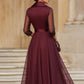 Elegant Wrap Midi Dress With Sheer Sleeves