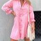 2023 Washed Denim Puff Sleeve Dress (Buy 2 Free Shipping)-Pink Laura