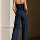 Dark Denim Strapless Wide-Leg Jumpsuit