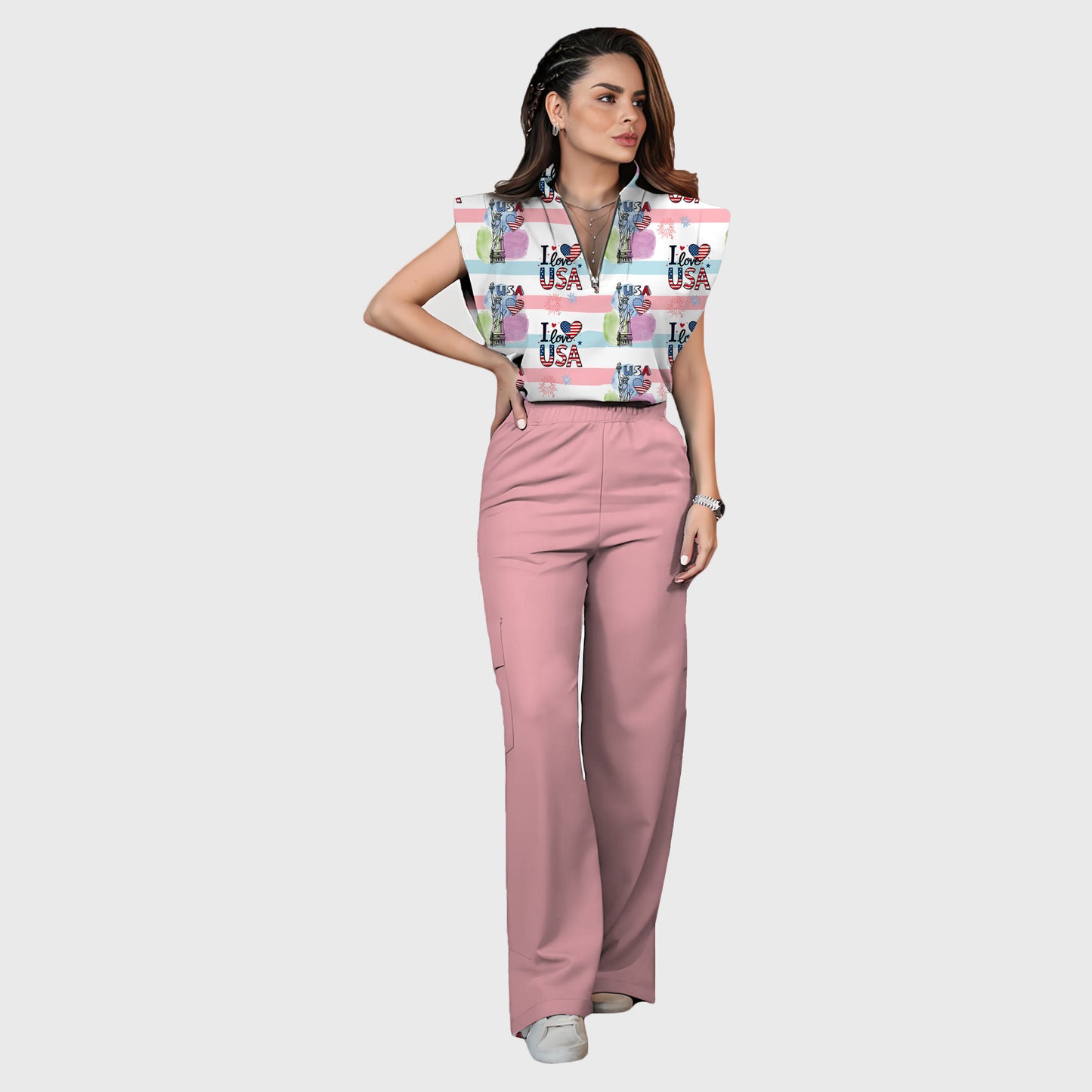 Women's  Printed Scrub Set ST6245
