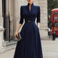 Structured Notch Neck Belted Midi Dress