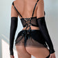 Sexy See-Through Mesh Skirt Uniform Lingerie Set With Gloves