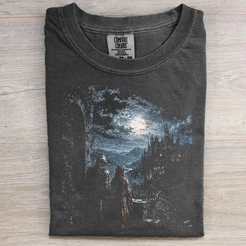Moonlit Fantasy Castle Book Lover T-shirt