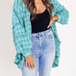 Women's Seams Raw Edge Washed Oversized Shirt Jacket with Pockets