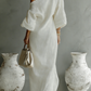 Ivory White One-Shoulder Cotton-Linen Maxi Dress