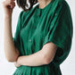 Women's Solid Color Gathered Waist Button Linen Dress